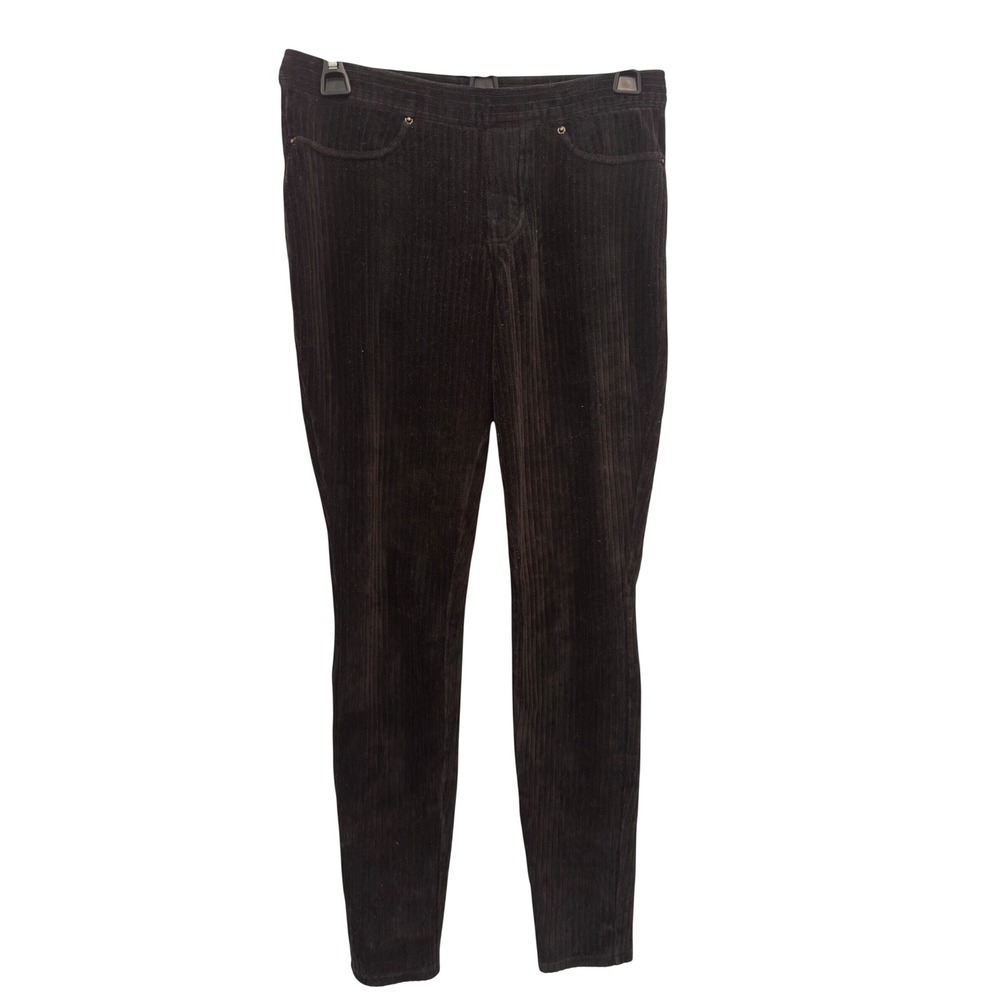 MeMoi Corduroy Leggings Black Ribbed Stretch Skinny Pants Cabincore Size S/M